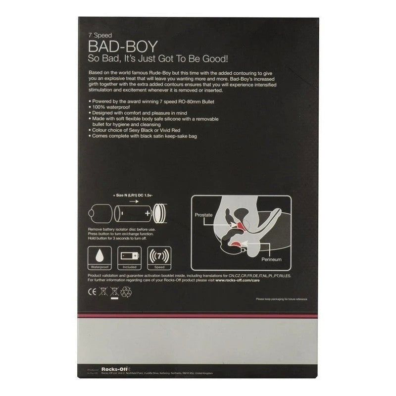 Rocks Off Bad Boy Rechargeable Intense Black Prostate Toys