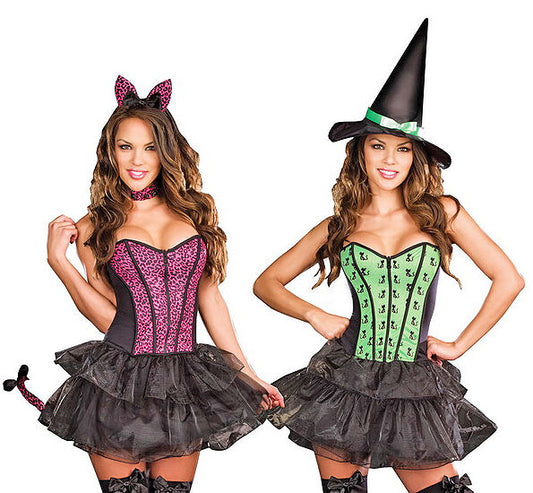 Dreamgirl Under My Spell Cat Reversible Womens Costume Witch/Black - Fancy Dress Ups
