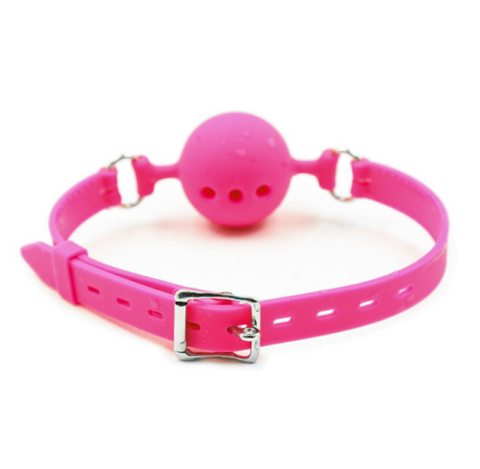 Full Silicone Breathable Ball Gag - Pink - Bondage Gags and Bits