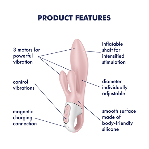 Satisfyer Air Pump Bunny 3 Inflatable Rabbit Vibrator Pink - Rabbit Vibrators