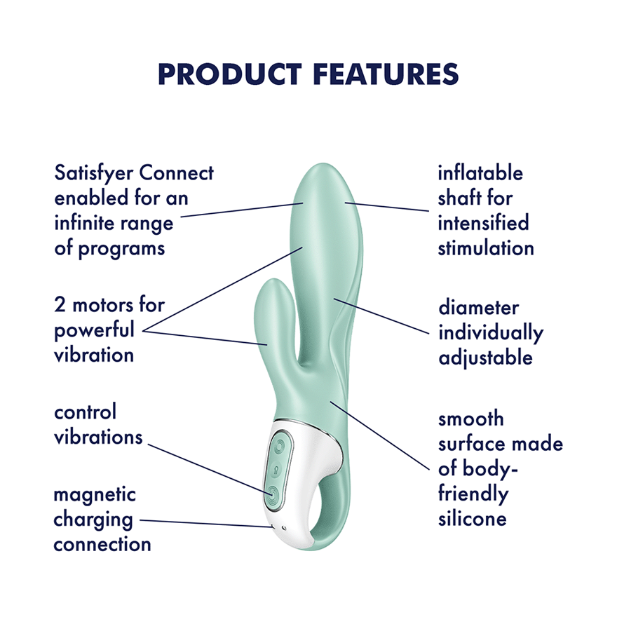 Satisfyer Air Pump Bunny 5 Inflatable Rabbit Vibrator Mint Rabbit Vibrators