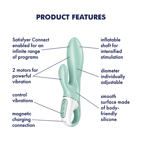 Satisfyer Air Pump Bunny 5 Inflatable Rabbit Vibrator Mint - Rabbit Vibrators