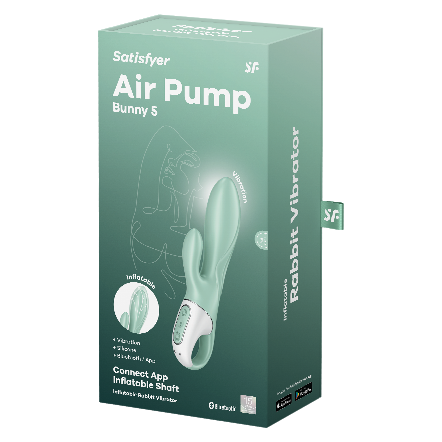 Satisfyer Air Pump Bunny 5 Inflatable Rabbit Vibrator Mint Rabbit Vibrators