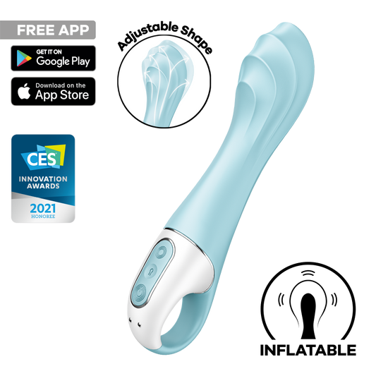 Satisfyer Air Pump Vibrator 5 App Controlled G Spot Vibrator Blue - Remote Control Vibrators