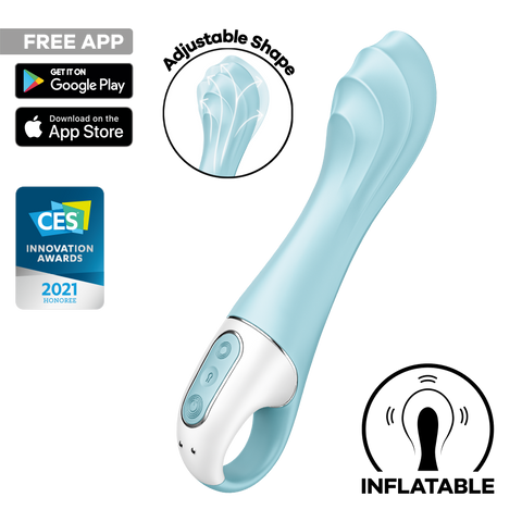 Satisfyer Air Pump Vibrator 5 App Controlled G Spot Vibrator Blue - Remote Control Vibrators