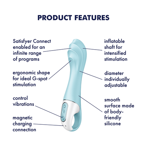 Satisfyer Air Pump Vibrator 5 App Controlled G Spot Vibrator Blue - Remote Control Vibrators