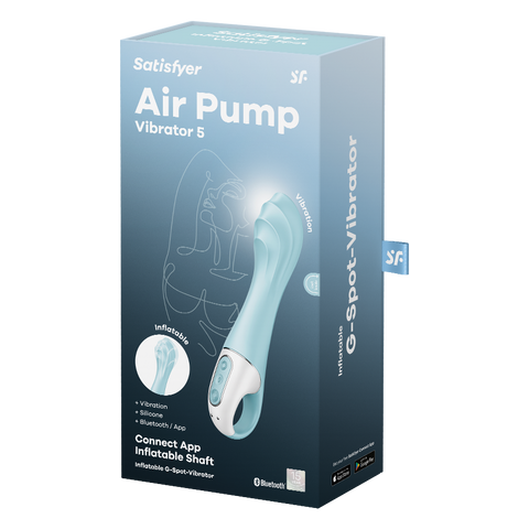 Satisfyer Air Pump Vibrator 5 App Controlled G Spot Vibrator Blue - Remote Control Vibrators