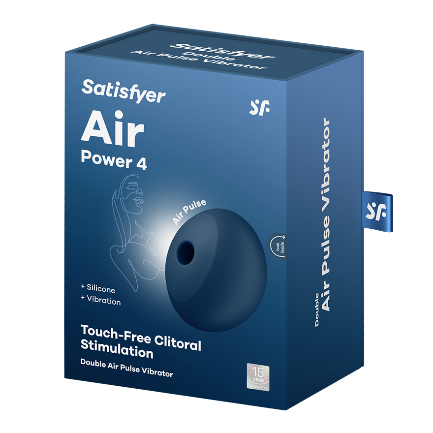 Satisfyer Air Power 4 USB Rechargeable Air Pulse Stimulator Navy Blue Clit Ticklers and Pulsators