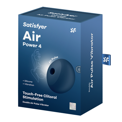 Satisfyer Air Power 4 USB Rechargeable Air Pulse Stimulator Navy Blue - Clit Ticklers and Pulsators
