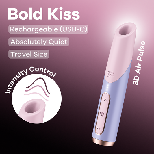 Satisfyer Bold Kiss Travel Size Air Pulse Clitoral Sex Toy - Clit Ticklers and Pulsators