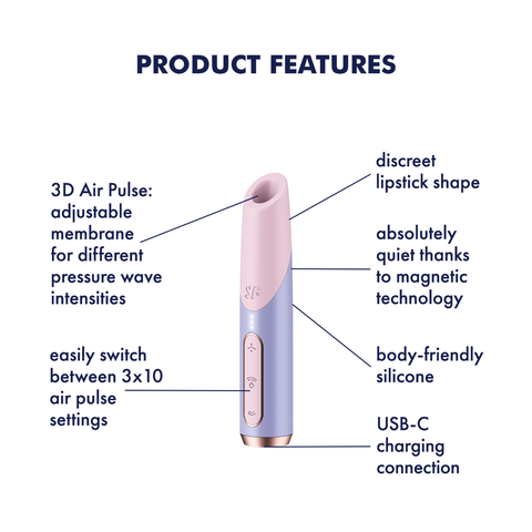 Satisfyer Bold Kiss Travel Size Air Pulse Clitoral Sex Toy - Clit Ticklers and Pulsators