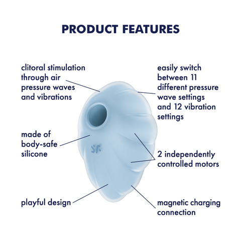 Satisfyer Cloud Dancer Air Pulse Silicone Clitoral Vibrator - Clit Ticklers and Pulsators
