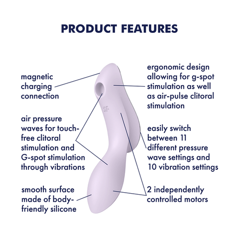 Satisfyer Curvy Trinity 2 Air Pulse Clitoral and G Spot Vibrator - Clit Ticklers and Pulsators