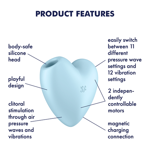 Satisfyer Cutie Heart 12 Functions USB Rechargeable Clitoral Vibrator - Clit Ticklers and Pulsators