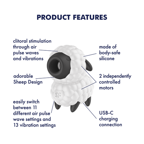 Satisfyer Dreamy Sheep Vibrating Air Pulse Stimulator - Clit Ticklers and Pulsators