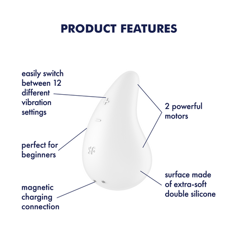 Satisfyer Dew Drop 12 Functions Lay-on Clitoral Vibrator - Clit Ticklers and Pulsators