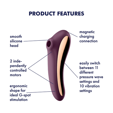Satisfyer Dual Kiss Double Sided Air Pulse Clitoral Vibrator - Clit Ticklers and Pulsators