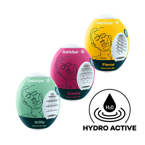 Satisfyer 3 Piece Egg Masturbator Set Riffle, Bubble and Fierce - Love Eggs and Kegel Exercisers