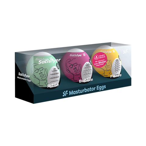 Satisfyer 3 Piece Egg Masturbator Set Riffle, Bubble and Fierce - Love Eggs and Kegel Exercisers