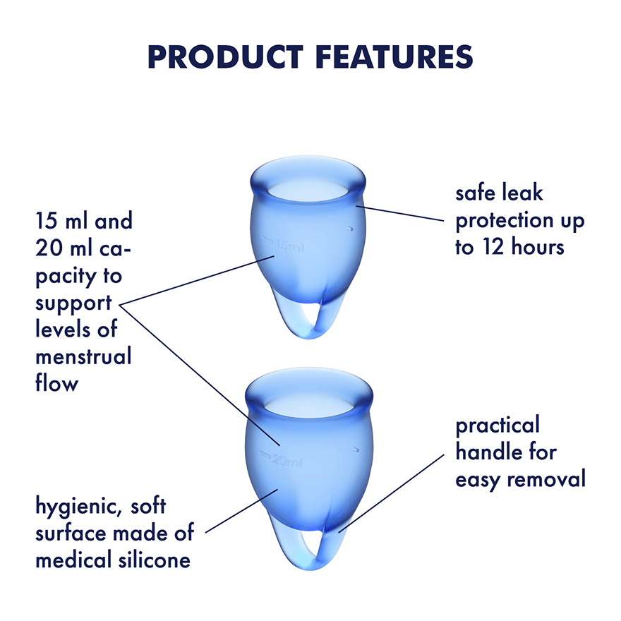 Satisfyer Feel Confident Silicone Menstrual Cups Set of 2 Dark Blue Menstrual Cups