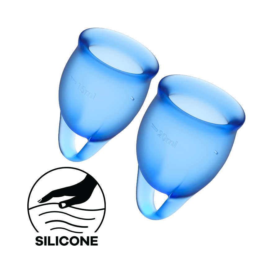 Satisfyer Feel Confident Silicone Menstrual Cups Set of 2 Dark Blue Menstrual Cups