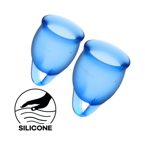 Satisfyer Feel Confident Silicone Menstrual Cups Set of 2 Dark Blue - Menstrual Cups