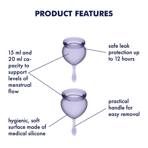 Satisfyer Feel Good Hygienic Silicone Menstrual Cups - Condoms