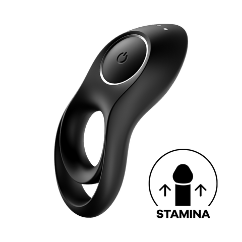 Satisfyer Legendary Duo Vibrating Silicone Cock Ring Black - Ball and Cock Toys
