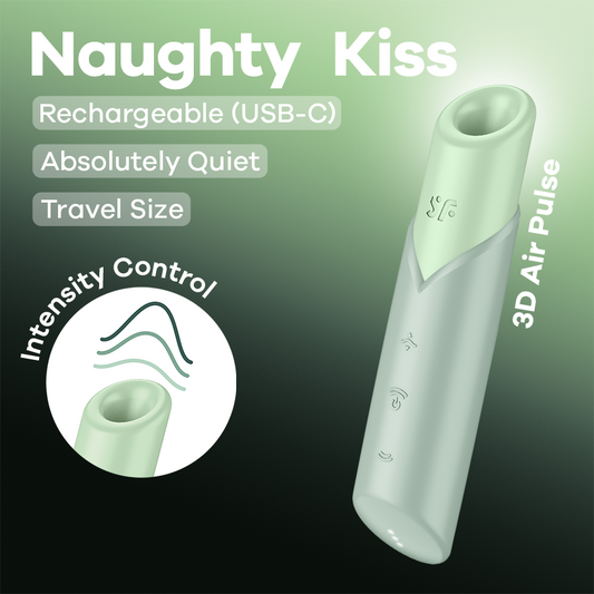 Satisfyer Naughty Kiss Rechargeable Air Pulse Clitoral Massager - Clit Ticklers and Pulsators