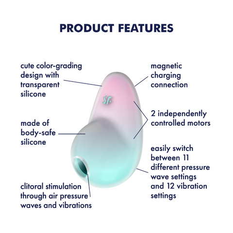 Satisfyer Pixie Dust Double Air Pulse Touch Free Clitoral Stimulator - Clit Ticklers and Pulsators