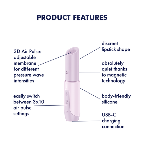 Satisfyer Secret Kiss Air Wave Multi Function Clitoral Vibrator - Clit Ticklers and Pulsators