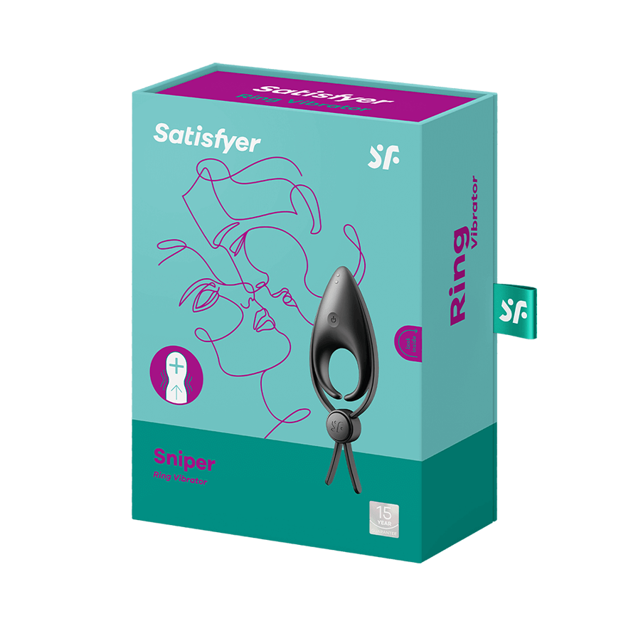 Satisfyer Sniper Silicone Male Penis Ring Black Ball and Cock Toys