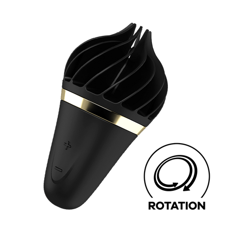 Satisfyer Sweet Treat Silicone Clitoral Vibrator Black / Gold - Clit Ticklers and Pulsators