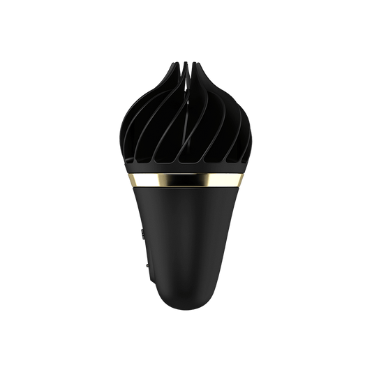 Satisfyer Sweet Treat Silicone Clitoral Vibrator Black / Gold - Clit Ticklers and Pulsators