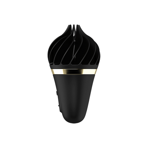 Satisfyer Sweet Treat Silicone Clitoral Vibrator Black / Gold - Clit Ticklers and Pulsators