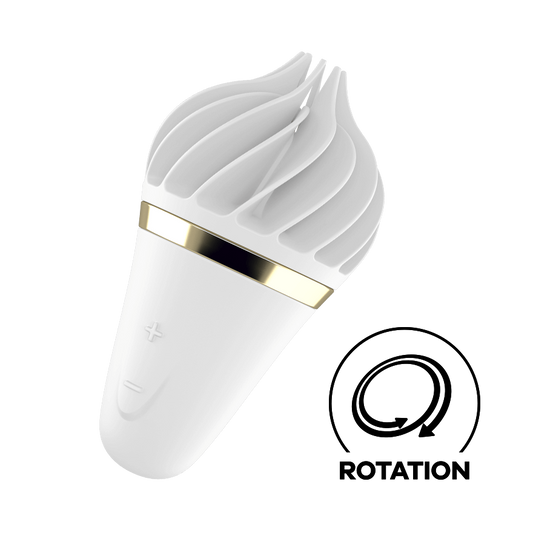 Satisfyer Sweet Treat Lay On Clitoral Vibrator White/Gold - Clit Ticklers and Pulsators