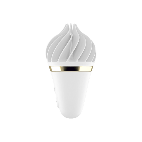 Satisfyer Sweet Treat Lay On Clitoral Vibrator White/Gold - Clit Ticklers and Pulsators