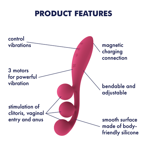 Satisfyer Tri Ball 1 Silicone 50 Functions Multi Vibrator - Clit Ticklers and Pulsators