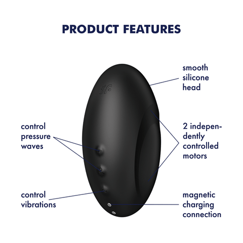 Satisfyer Vulva Lover 3 Black Air Pulse Clitoral Vibrator - Clit Ticklers and Pulsators