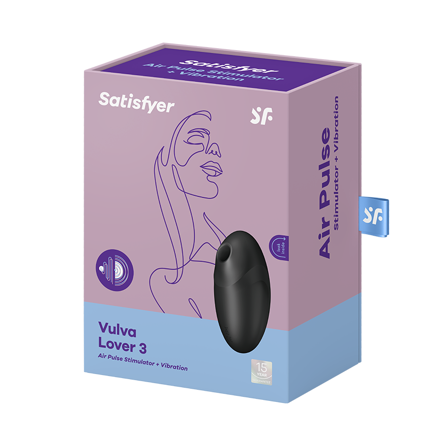 Satisfyer Vulva Lover 3 Black Air Pulse Clitoral Vibrator Clit Ticklers and Pulsators