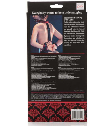 Scandal Breathable Ball Gag With Cuffs - Bondage Gags and Bits
