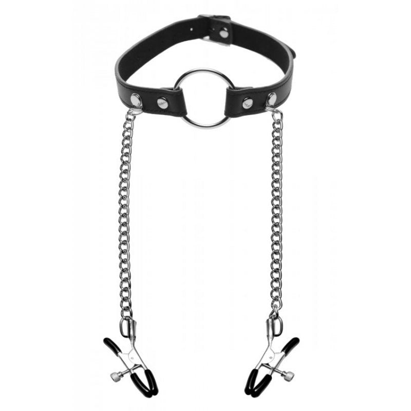 Seize O-Ring Gag With Nipple Clamps Bondage Gags and Bits