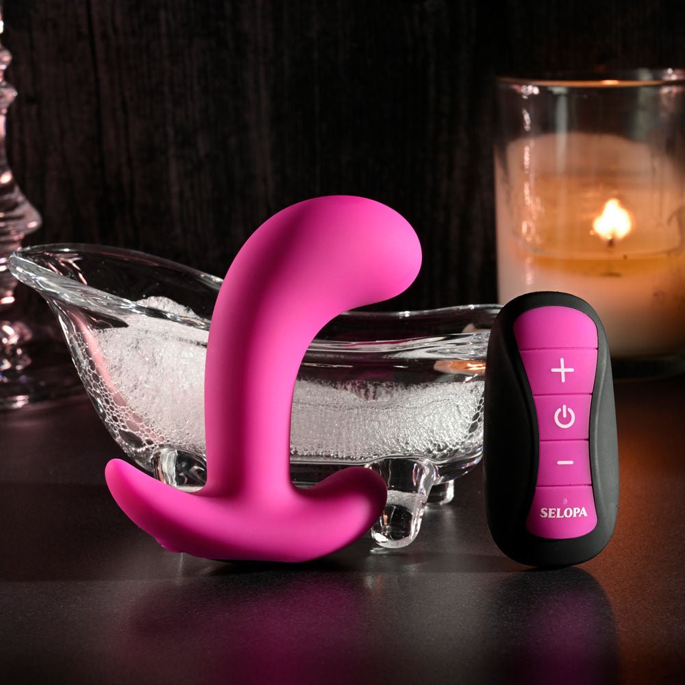 Selopa HOOKING UP USB Rechargeable Vibrator with Wireless Remote Pink Butt Plugs