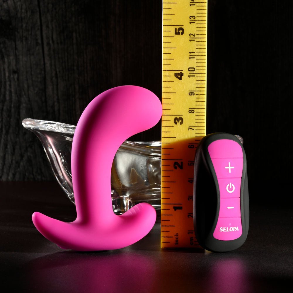 Selopa HOOKING UP USB Rechargeable Vibrator with Wireless Remote Pink Butt Plugs