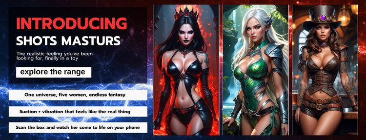 Shots Masturs fantasy stroker collection  five characters, AR experience, available at Adultsmart Australia