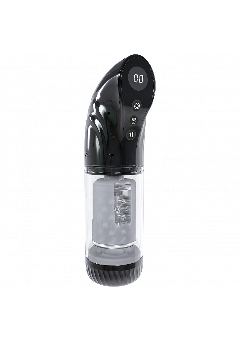 Shots Toys PUMPED Strokemate Thrusting Auto Masturbator Black Masturbators and Strokers
