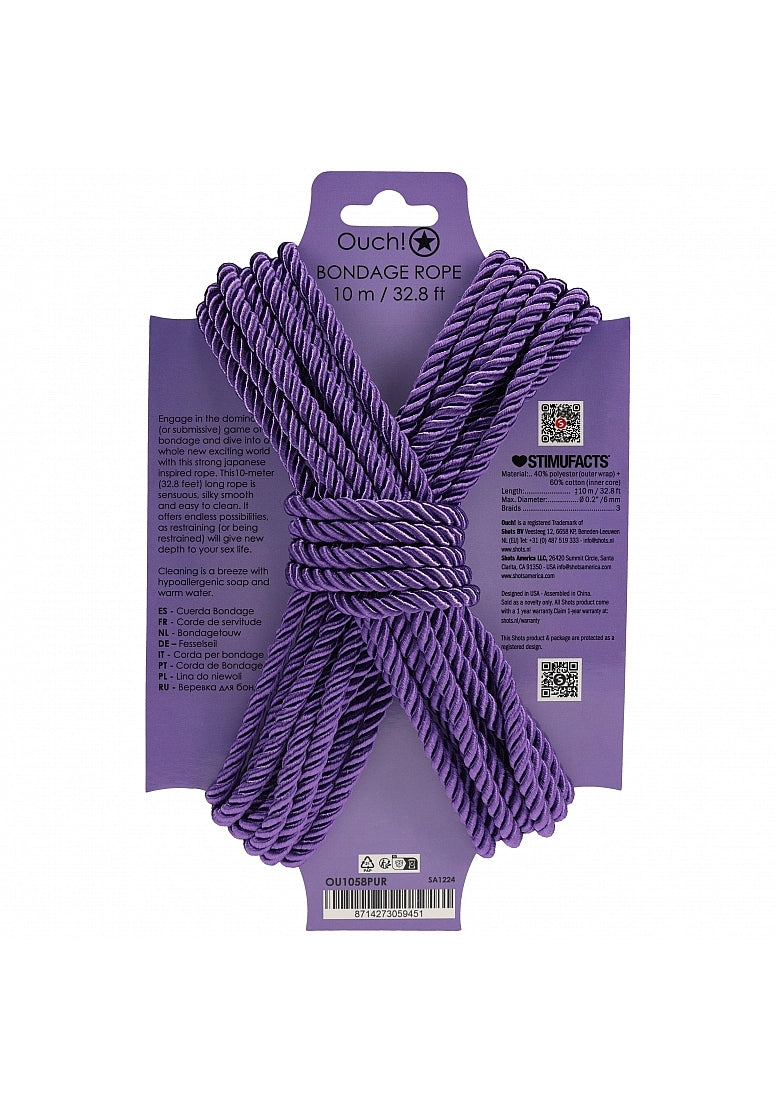 OUCH! Silky Smooth Nylon Bondage Rope 10m Cuffs And Restraints
