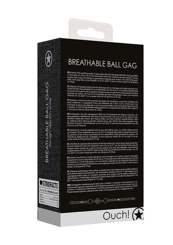 Shots Toys Breathable Ball Gag with Roughend Denim Straps - Bondage Gags and Bits