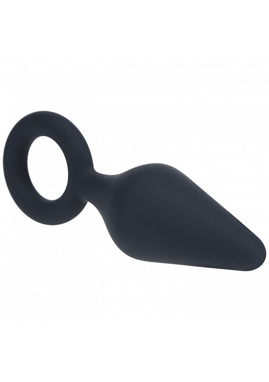 Shots LEVELZ Silicone Anal Plug with Loop Black Butt Plugs