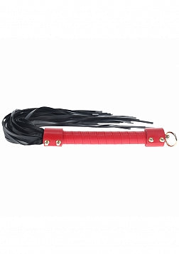 Shots Toys OUCH Milan Collection Bondage Flogger Whip Black / Red - Whips And Crops